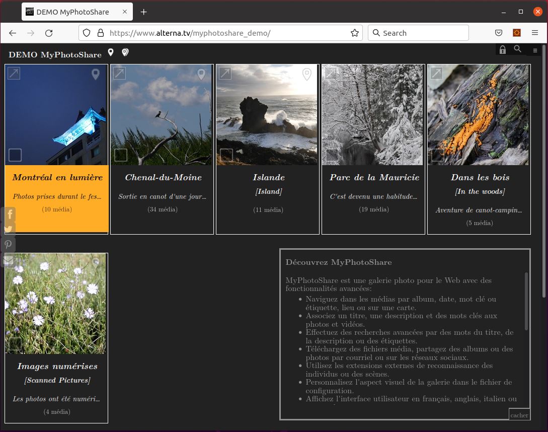 La galerie de démonstration de MyPhotoShare